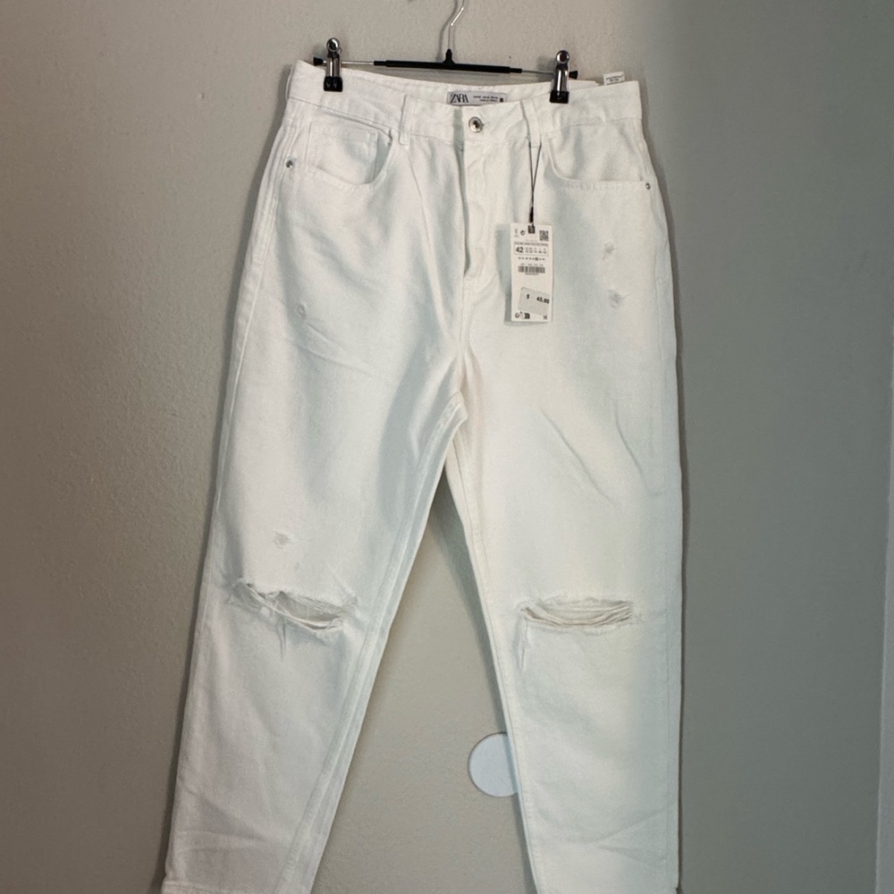 Zara Women's White High Rise Jeans